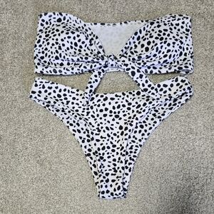 SHEIN Black and White Polka Dot Womens Bikini